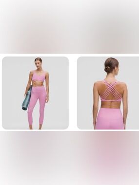 lululemon athletica PinkFrosting align legging  and free to be wild bra size 6